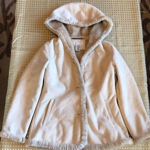 Faux Fur Lined Faux Suede Jacket Size Small EUC